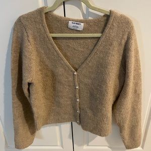 Fuzzy Cardigan with Pearl Buttons